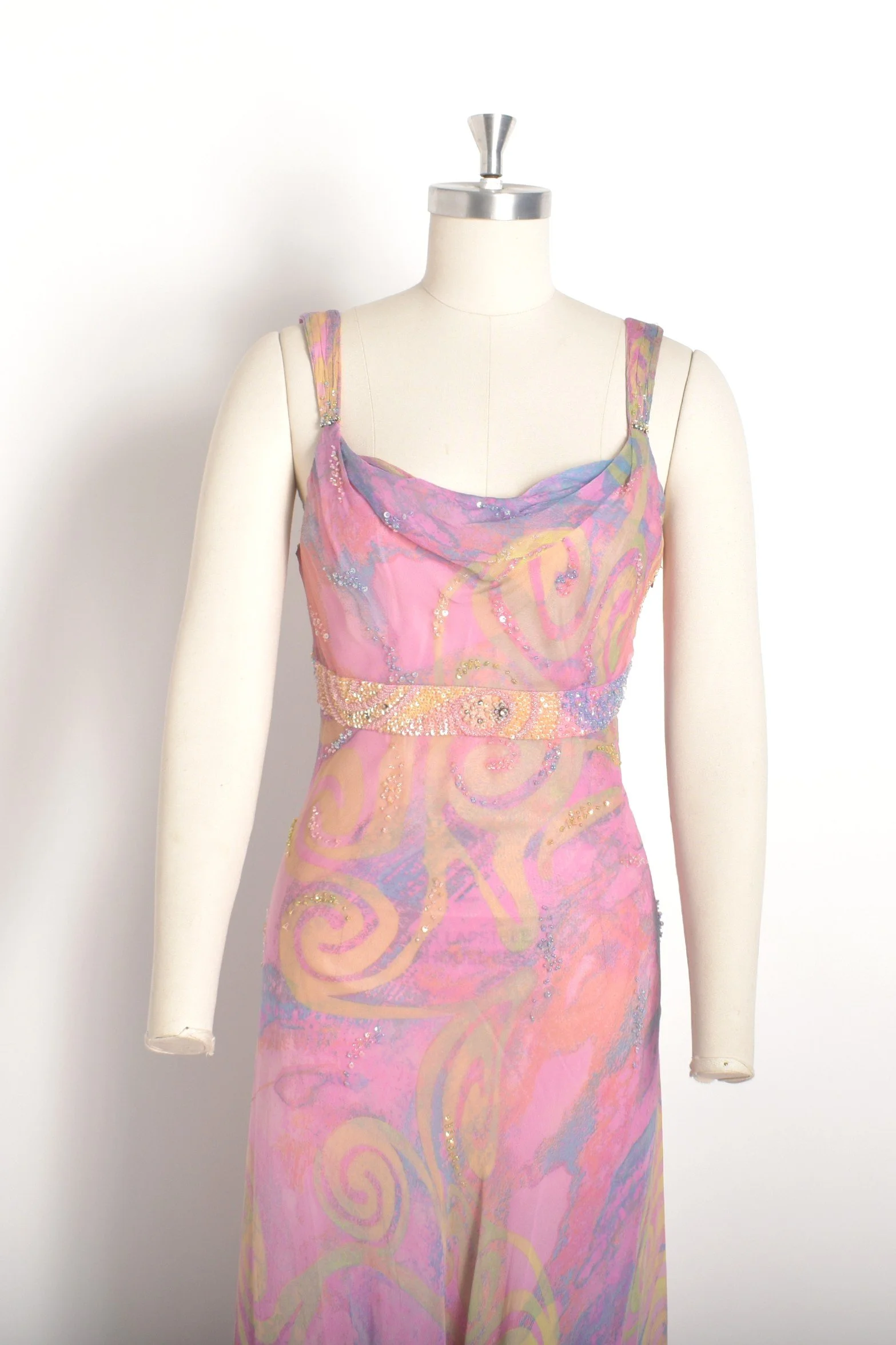 Y2K Diane Freis Purple Swirl Silk Dress-Small — La Poubelle Vintage